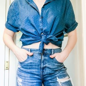 NWT Madewell Oversized Denim Short Sleeve Buttonup